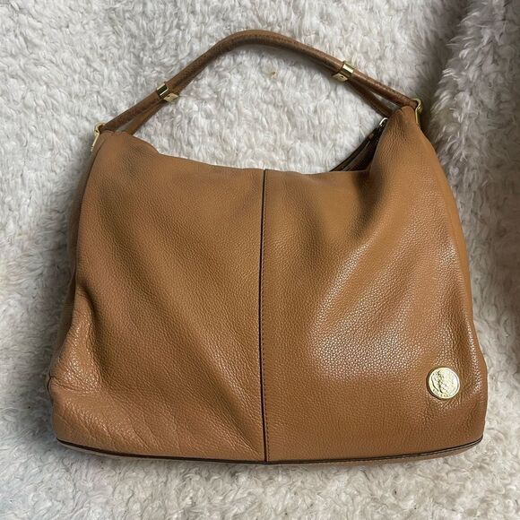 VINCE CAMUTO Toasted Tan / Light Brown Pebbled Leather Hobo Shoulder Bag - Picture 4 of 14